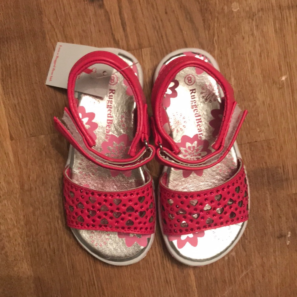 Rugged Bear Pink Heart Sandals (sz 8)